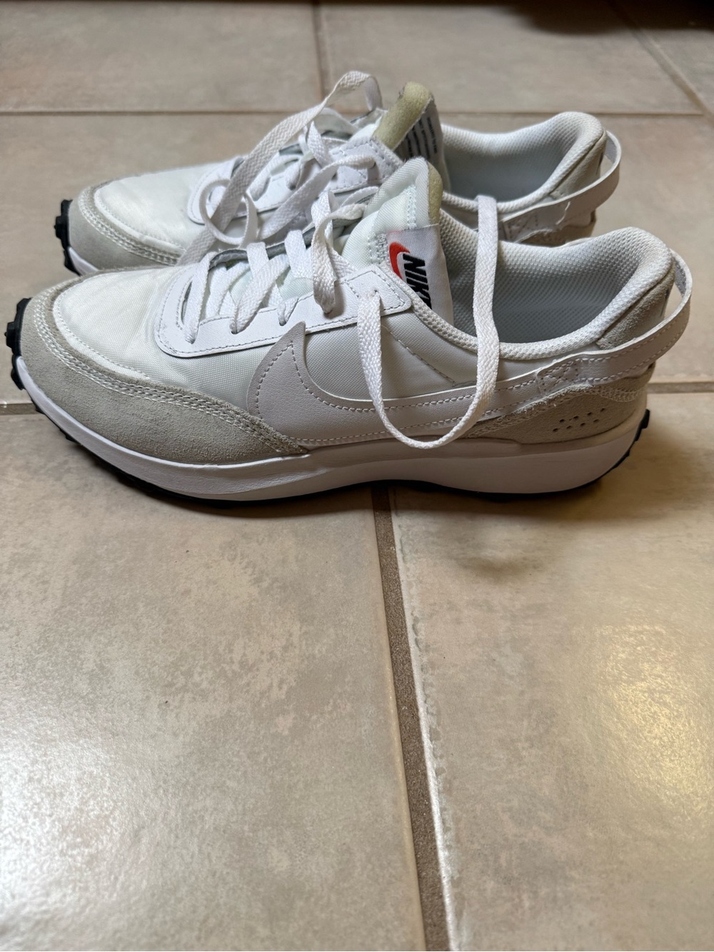 Nike White Gray Suede Accent Low-Top Sneakers